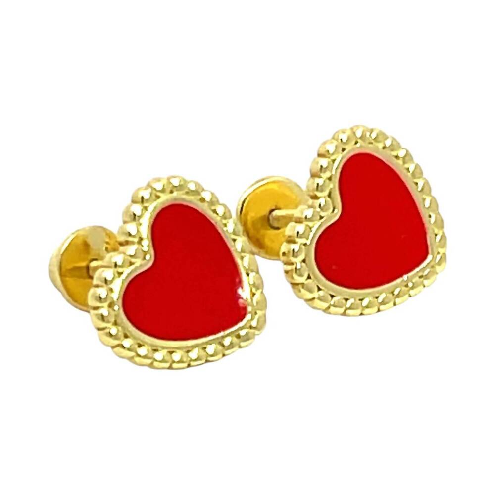 NEW STARLETTE women's just hearts stud earrings in red enamel heart studs